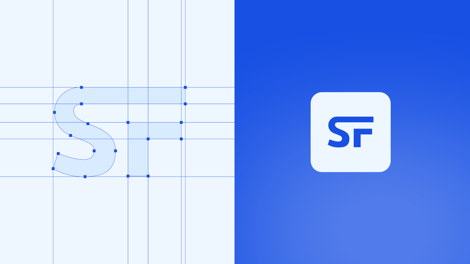 Setfin — Geometric construction of the brand symbol and app icon.